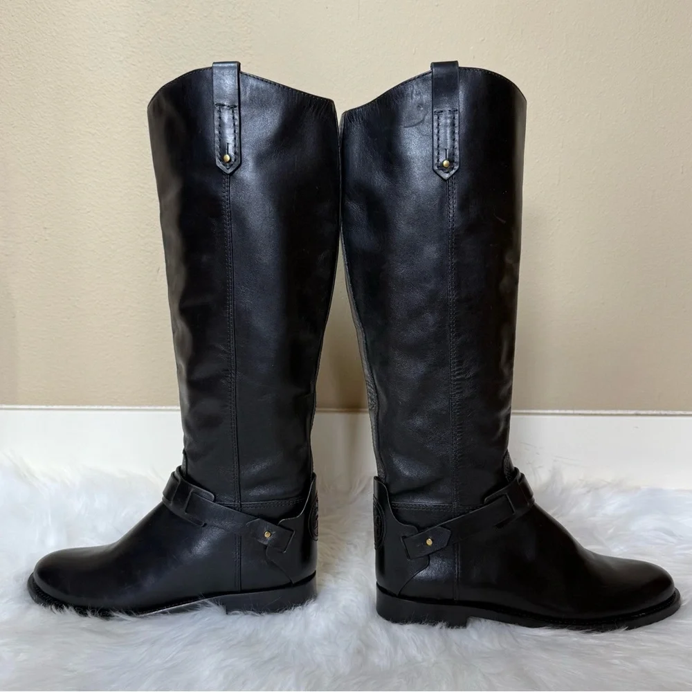 Tory Burch Colton Galleon Leather Knee High Riding Boot Perfect Black Size 7.5